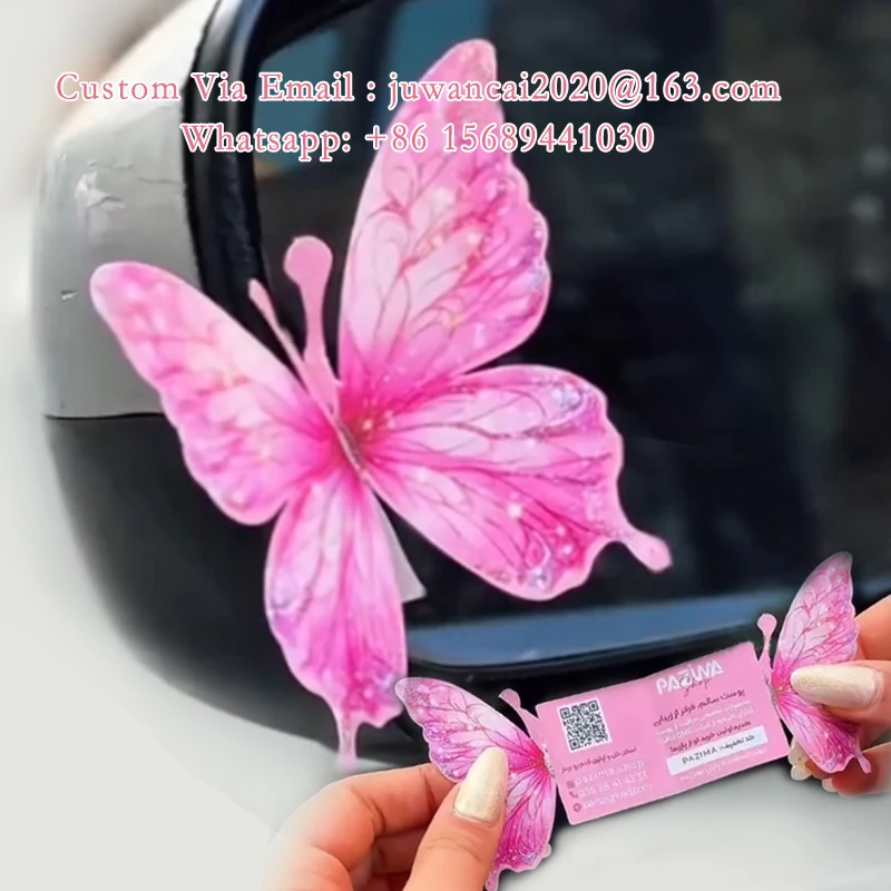 Tarjetas de presentación personalizadas con forma de mariposa, folletos creativos, diseño gratuito, impresión de folletos plegables con efecto espejo, estrategia publicitaria para pequeñas empresas - Imagen 4