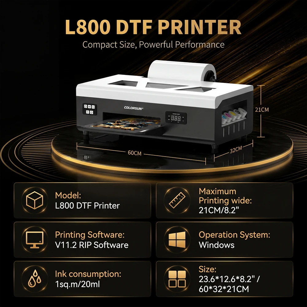 Impresora DTF Colorsun A4 para Epson L800, impresora A4 DTF para camisetas con horno, impresora A4 DTF para camisetas y sudaderas. - Imagen 6