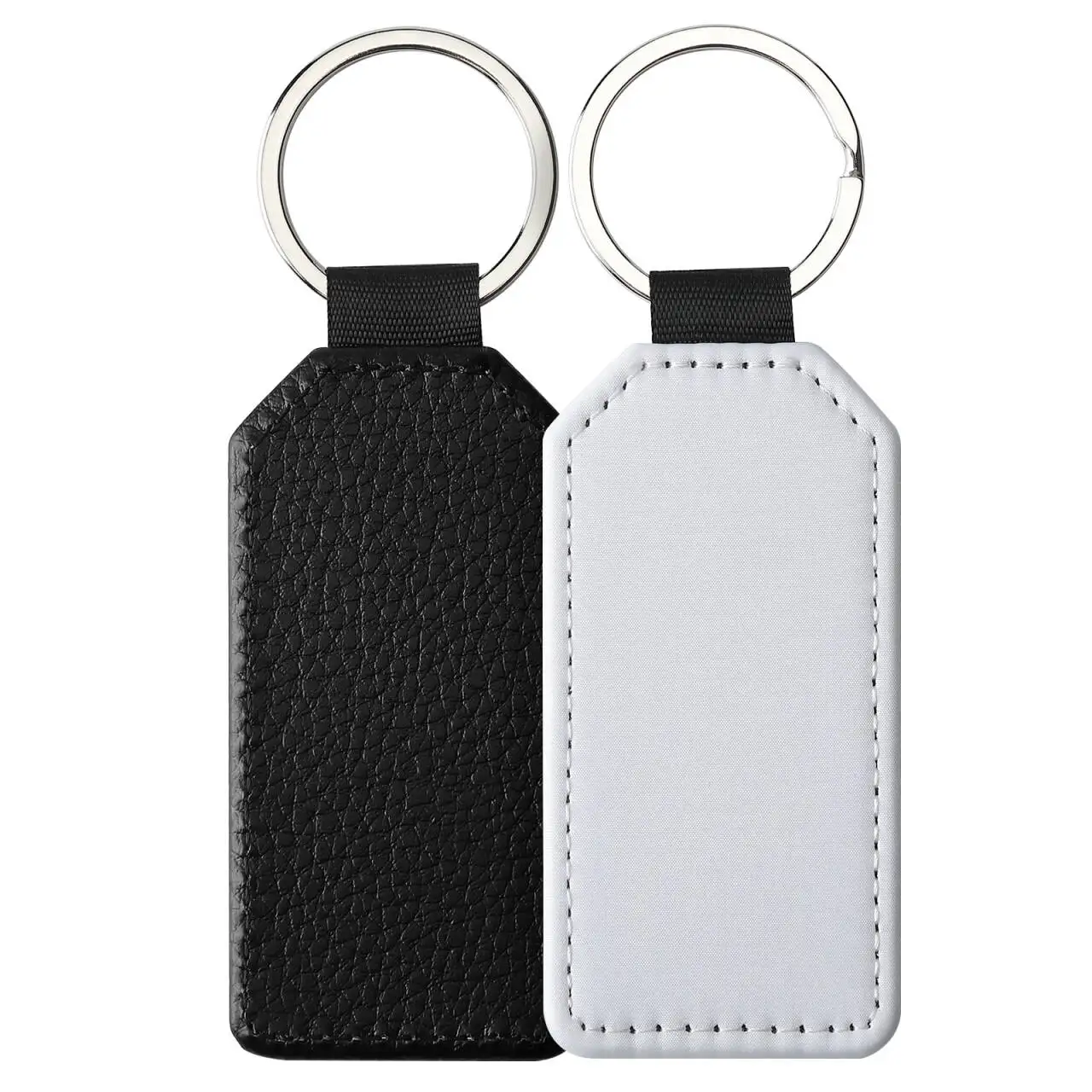 Sublimation Blank Keychains DIY Heat Transfer ID Tags Sublimation Keyrings Creative Gifts PU Leather Keychain - Imagen 10