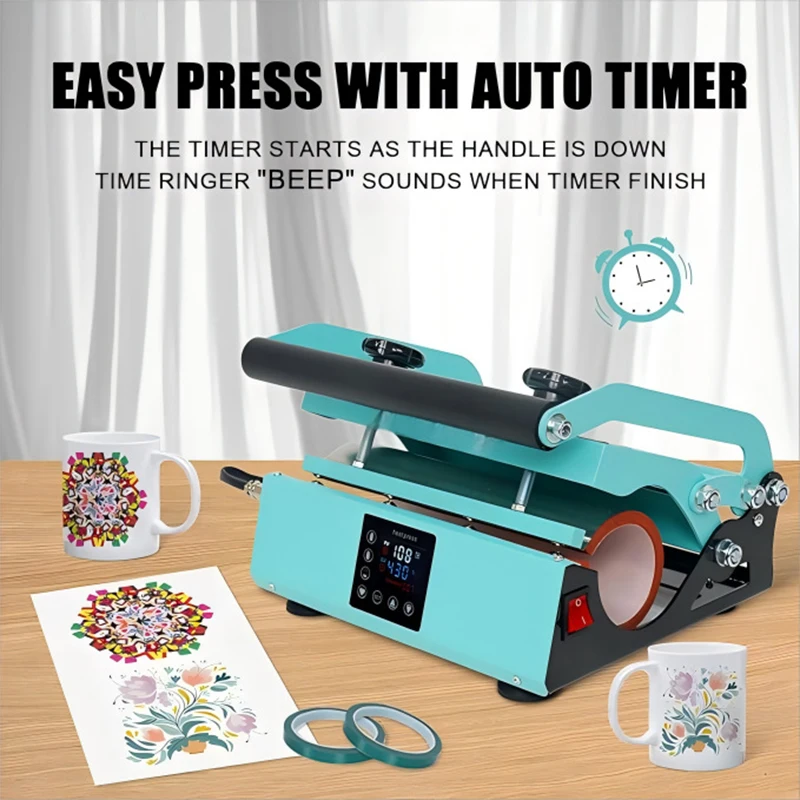Impresora de Transferencia Térmica para Tazas de 11-30 oz | Impresión de Diseño Personalizado para Tazas Aisladas de Lados Rectos y Tazas de Café | Calentador Eléctrico 220V/110V - Imagen 2