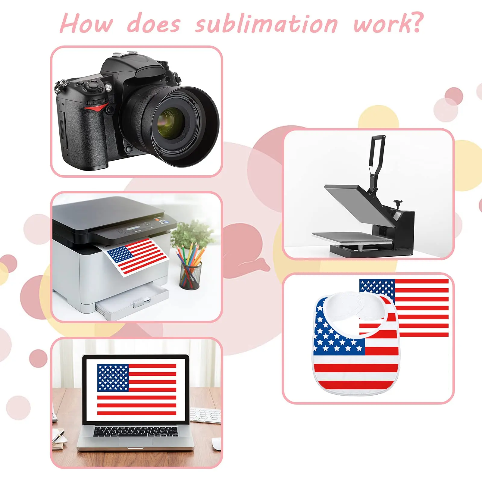 5pcs Sublimation Blanks White Bibs Heat Transfer Washable Reusable Fabric Bibs for Baby Creative DIY - Imagen 3