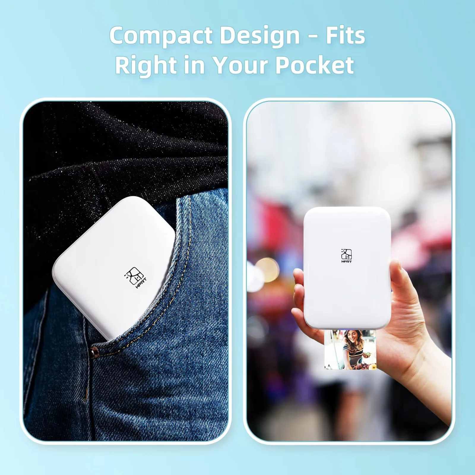 Impresora fotográfica en Color HPRT MT53, 2x3 pulgadas, bolsillo de papel con respaldo adhesivo, impresión Bluetooth, impresora fotográfica instantánea, bolsa de papel con respaldo adhesivo - Imagen 2