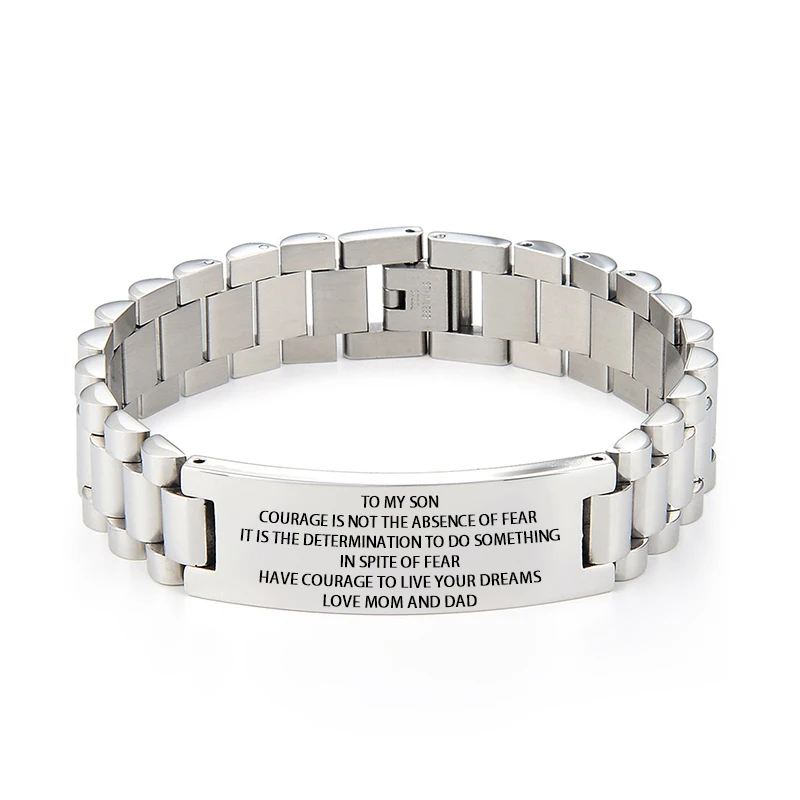 Pulsera con texto de imagen personalizada, pulsera de eslabones de acero inoxidable, pulsera con grabado personalizado, foto/texto/nombre, joyería para hombres - Imagen 14