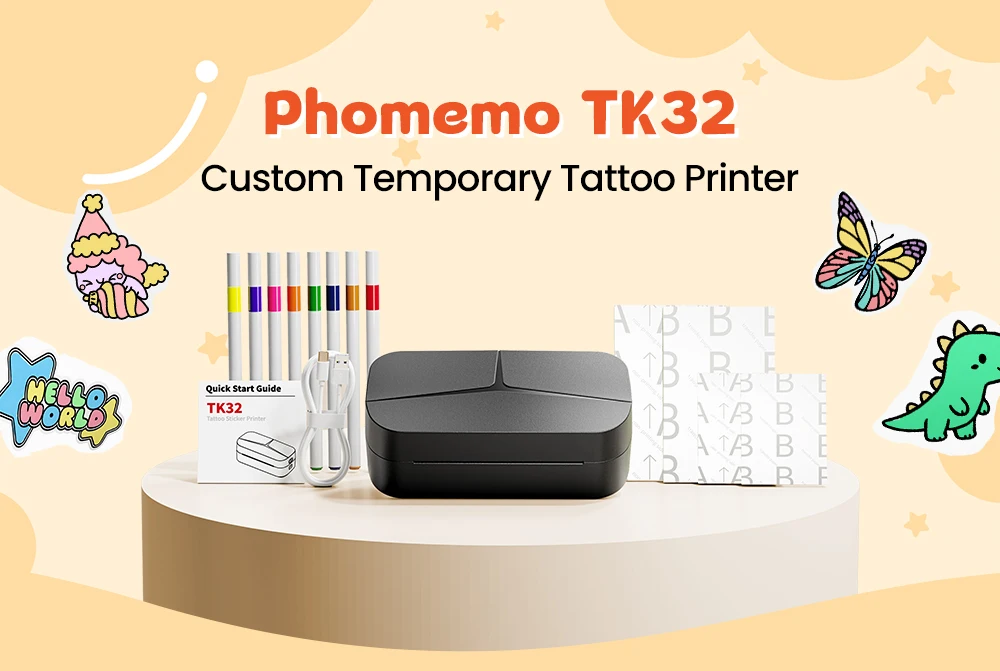 Phomemo TK32, Máquina de Tatuajes Temporales, Impresora Térmica Bluetooth, Kit de Tatuajes Personalizados con Marcadores y Papel para Niños y Adultos - Imagen 9