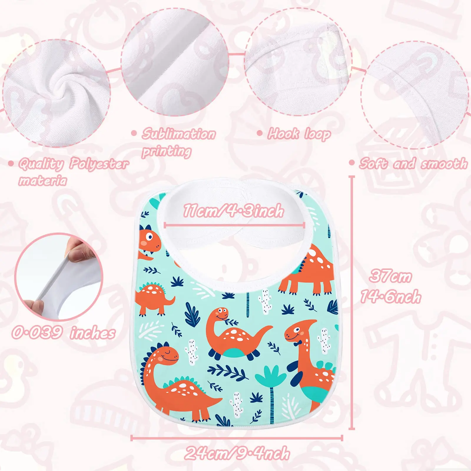 5pcs Sublimation Blanks White Bibs Heat Transfer Washable Reusable Fabric Bibs for Baby Creative DIY - Imagen 2