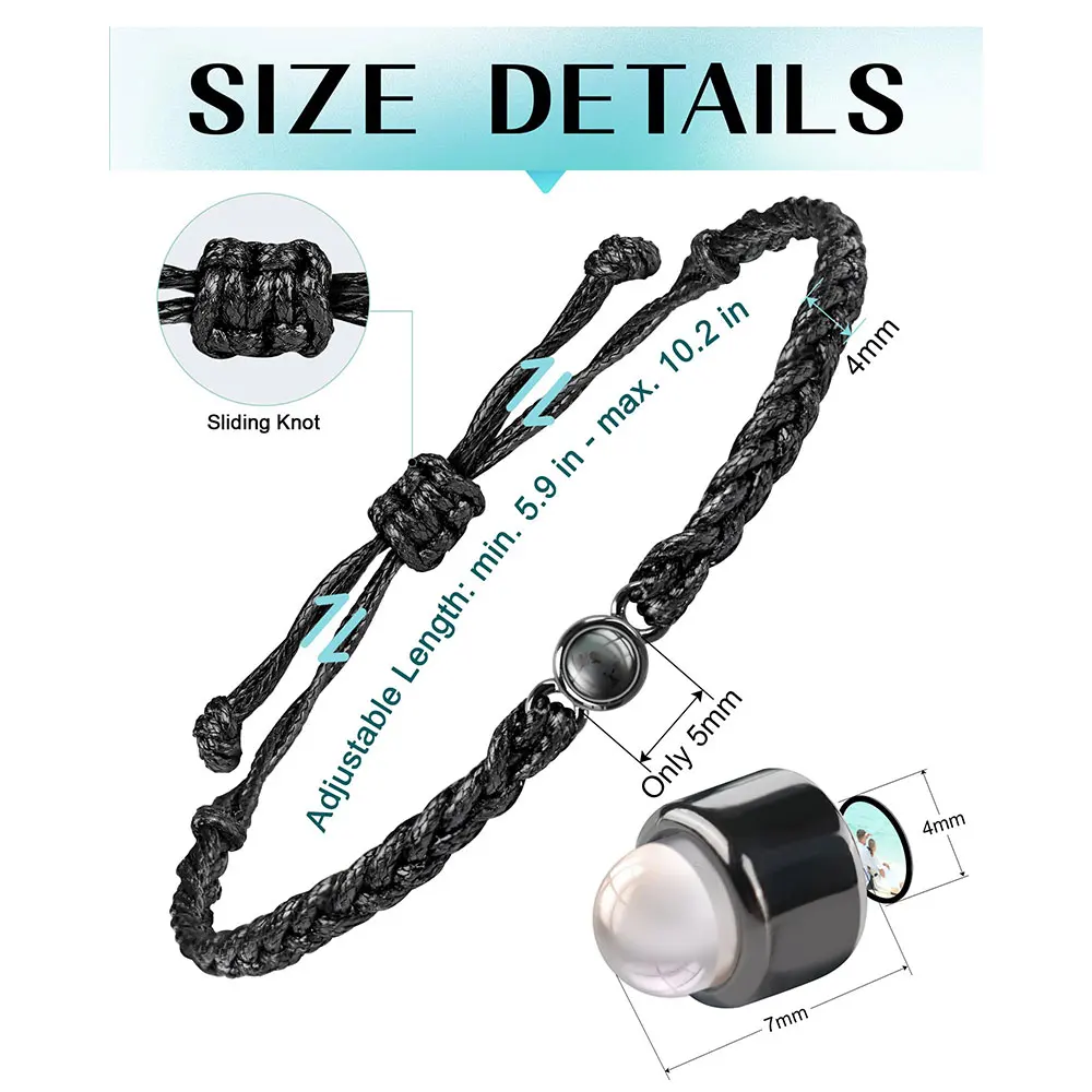 Pulsera de fotos personalizada con proyección de fotos, pulsera de proyección de fotos personalizada tejida a mano, pulsera de memoria, foto al por mayor - Imagen 23