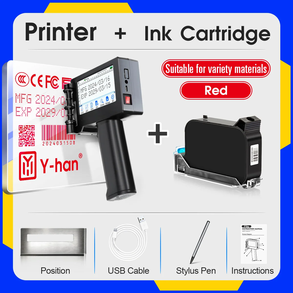 Impresora de inyección de tinta portátil Yhan de 12,7 mm sincriptar para fecha de caducidad Código de barras Código QR Números de lotes Impresión de logotipos de mejor valor - Imagen 11