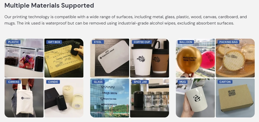 EVEBOT PRINTIND Impresora de inyección de tinta industrial portátil Mini impresora inteligente inalámbrica Bluetooth Tinta de secado rápido (tinta permanente) - Imagen 28