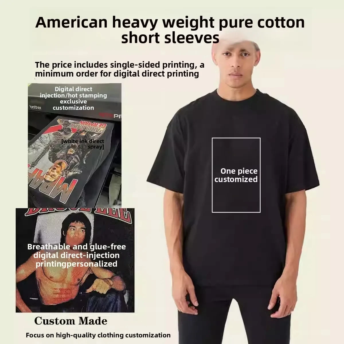 Camiseta personalizada con impresión DTG, camisetas de algodón 100% de 300GSM para hombre, camisetas informales holgadas de alta calidad para mujer, ropa de trabajo superior personalizada - Imagen 21
