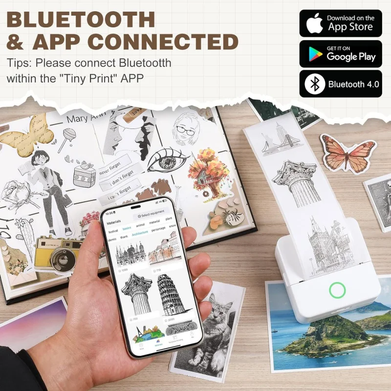 Impresora térmica portátil X6 mini HD, dispositivo de impresión de etiquetas adhesivas, Bluetooth, de bolsillo, con papel para notas de estudiante, sin tinta - Imagen 2