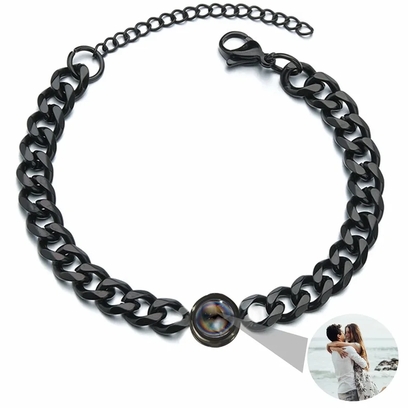Pulsera con Foto Personalizada, Pulseras con Proyección de Imagen en 100 Idiomas, Te Amo, Pulsera de Acero Inoxidable - Imagen 7