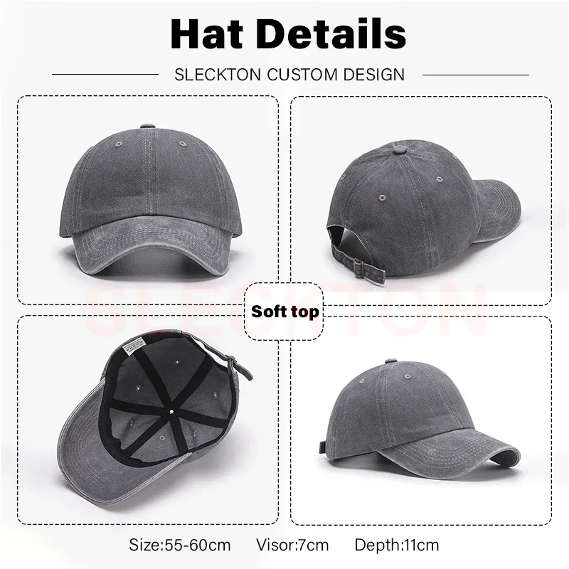 Gorra de béisbol retro personalizada SLECKTON – Bordado o impresión con tu logo - Imagen 2
