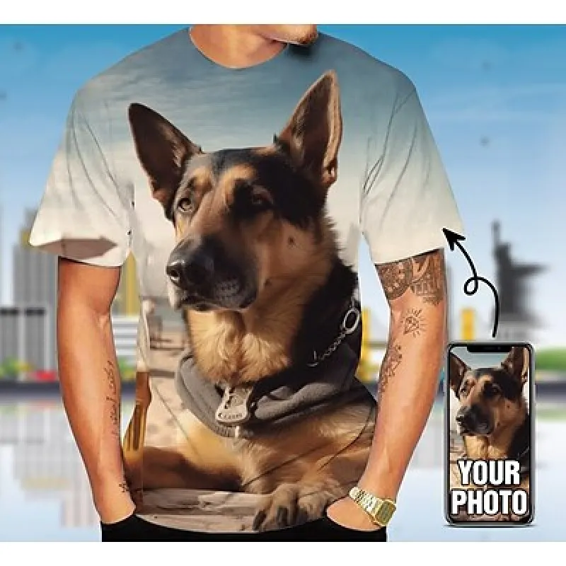 Camiseta personalizada para mascotas para hombres Diseña tu foto Camiseta personalizada con estampado 3d completo Camiseta para correr Regalos personalizados Hombres abstractos - Imagen 2