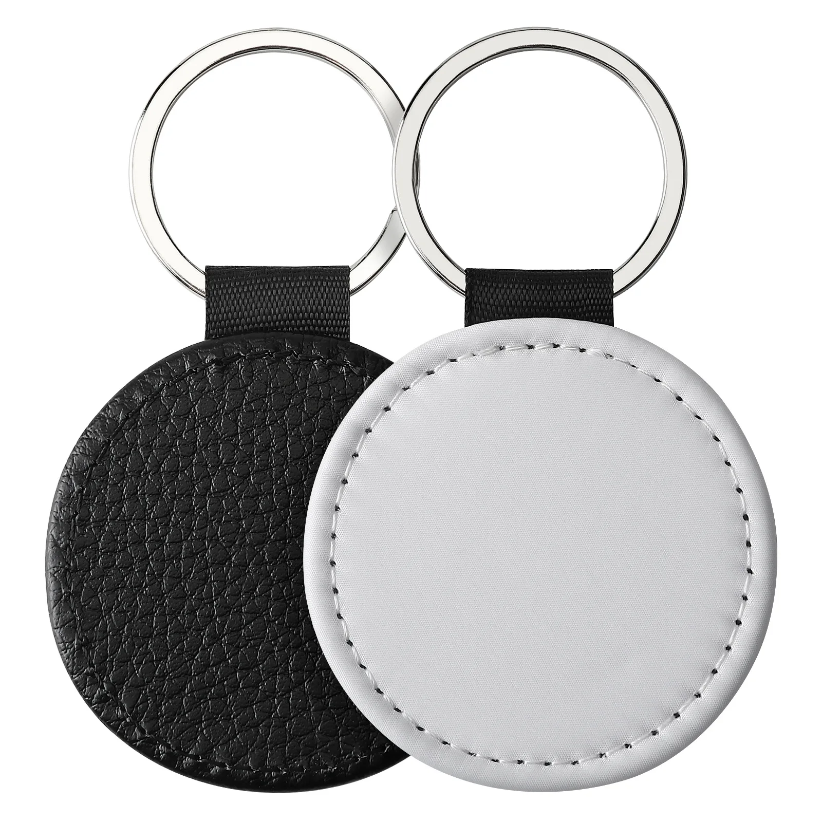 Sublimation Blank Keychains DIY Heat Transfer ID Tags Sublimation Keyrings Creative Gifts PU Leather Keychain - Imagen 3