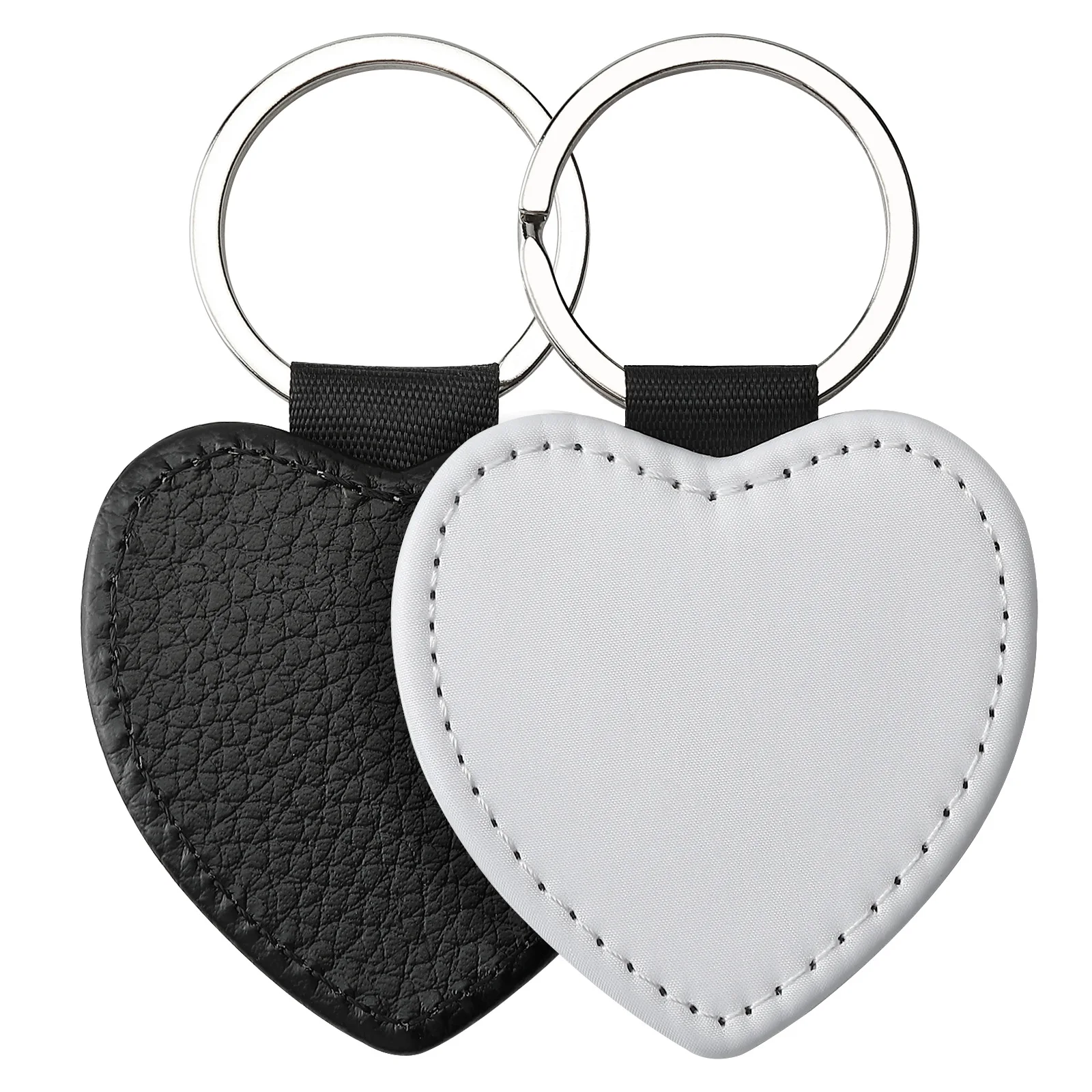Sublimation Blank Keychains DIY Heat Transfer ID Tags Sublimation Keyrings Creative Gifts PU Leather Keychain - Imagen 2