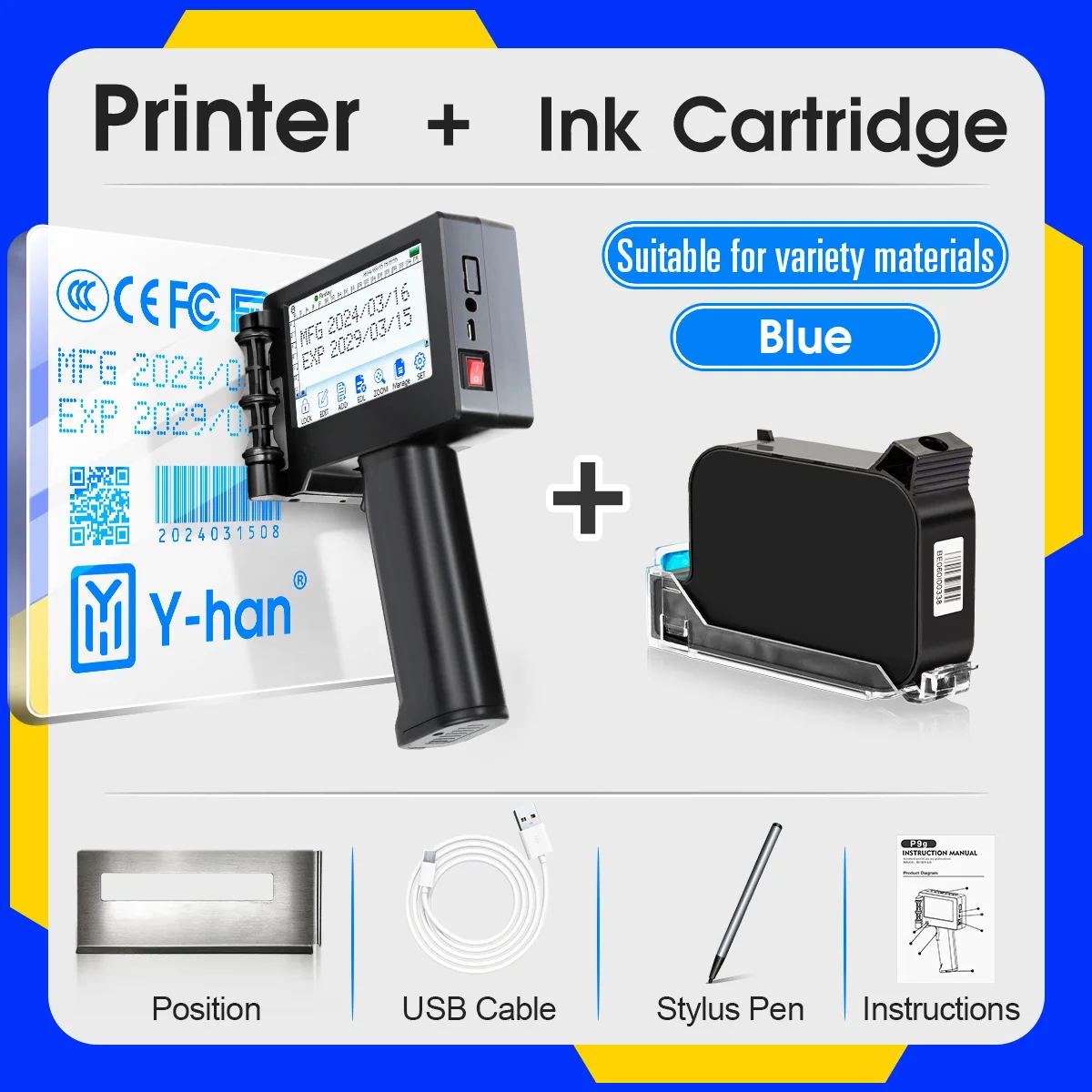 Impresora de inyección de tinta portátil Yhan de 12,7 mm sincriptar para fecha de caducidad Código de barras Código QR Números de lotes Impresión de logotipos de mejor valor - Imagen 12