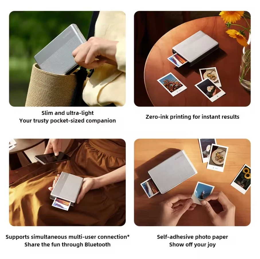 Xiaomi Impresora Fotográfica 1S, Impresora Térmica Portátil con Bluetooth 5,2, Mini Impresora de Foto en Color de 2x3 Pulgadas - Imagen 4