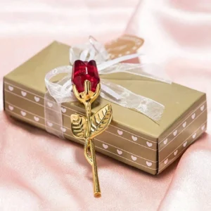Mini Rosa de Cristal en Caja – Flor Decorativa